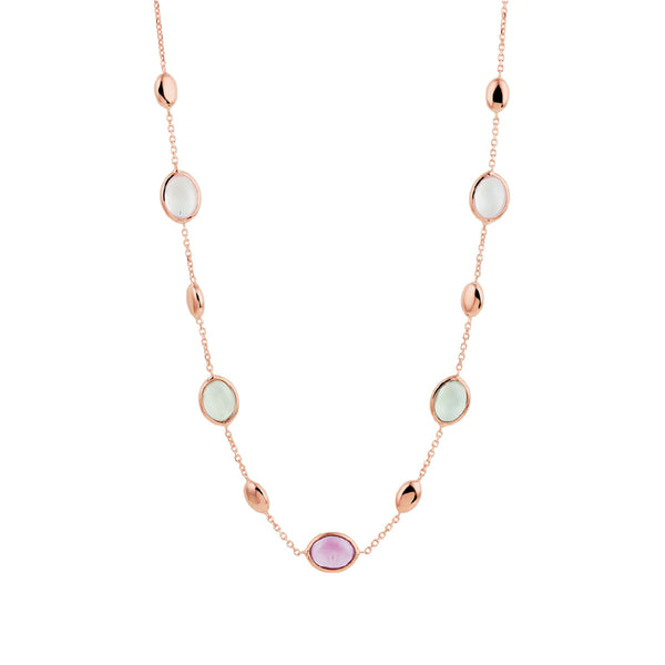 Collier Amethist En Rozenkwarts 1,1 Mm 42   45 Cm Goud (Roségoud)