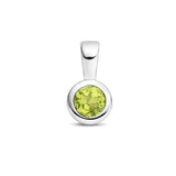 Geboortesteenhanger Augustus | Peridot | Gerhodineerd zilver | Formaat 5.5 x 11mm