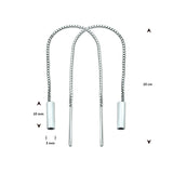 Doortrekoorbellen met Staafje van 925 Zilver - Hoogte 100mm
