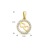 Ronde hanger 11 mm met Zirkonia van 14 Karaat Geelgoud
