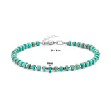 Herenkralenarmband 4mm met Turquoise en Gerhodineerd Zilver - Lengte 20+3cm