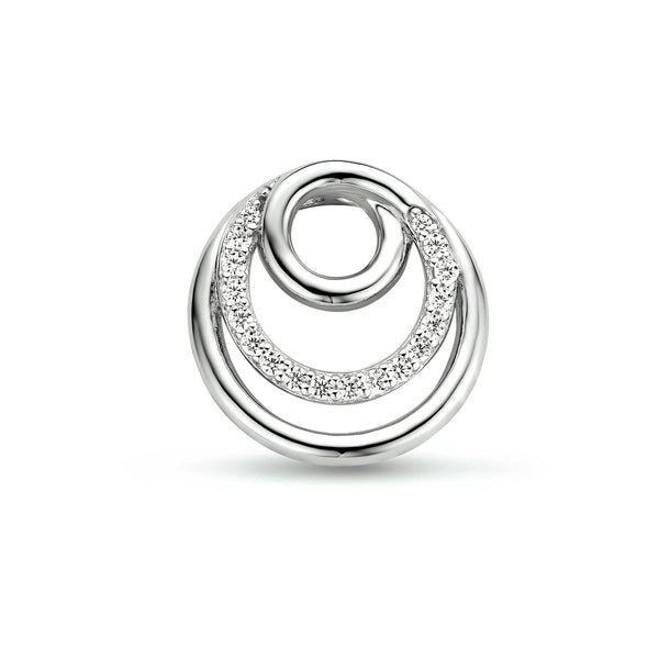 Ronde Hanger met Zirkonia van Gerhodineerd Zilver - Diameter 15.5mm