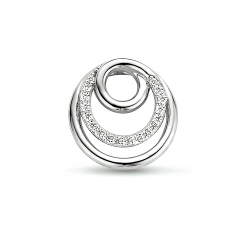 Ronde Hanger met Zirkonia van Gerhodineerd Zilver - Diameter 15.5mm