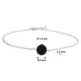 Damesarmband van Gerhodineerd Zilver met Onyx 0.75ct - Lengte 17+2cm