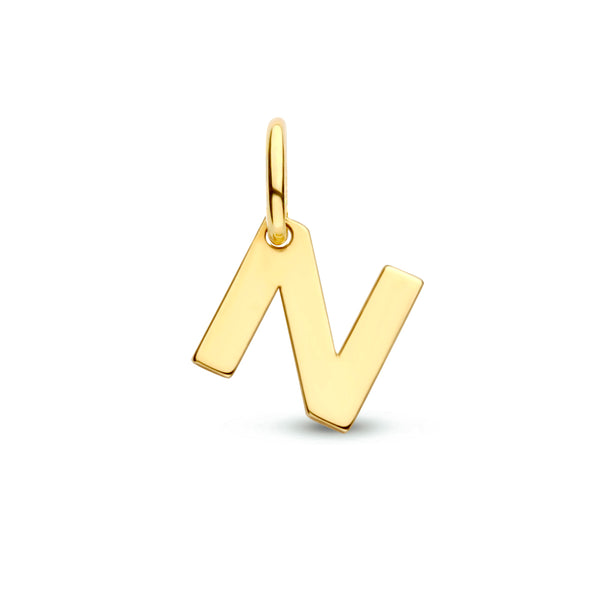 Letter N - Hanger van 14 Karaat Geelgoud - 6 x 6 mm