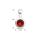 Hanger met Geboortesteen Januari | Rode Zirkonia met Gerhodineerd Zilver - Formaat 5.5x11mm