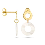 Ronde Oorhangers van 14 Karaat Geelgoud met Parelmoer - Hoogte 18mm