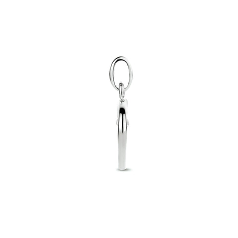 Hartvormige hanger 10.5 x 16 mm met Zirkonia van Gerhodineerd Zilver