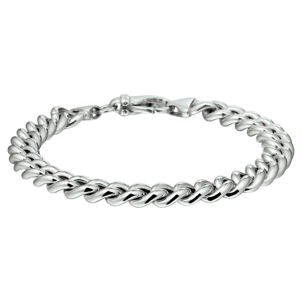 Damesarmband 7.5mm van Gerhodineerd Zilver, Gourmet schakel - Lengte 19cm