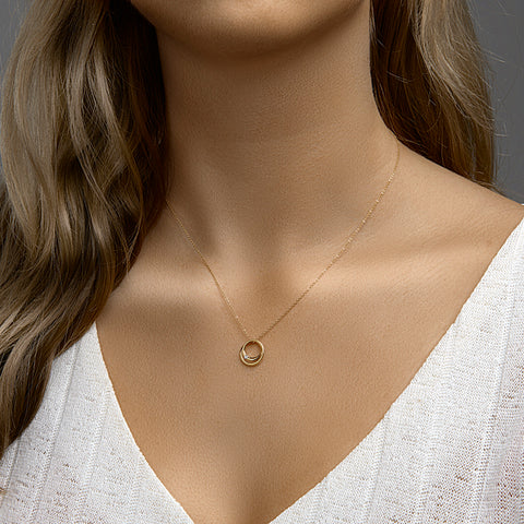 Ronde Hanger met Diamant 0.04ct - 14 Karaat Geelgoud - Diameter 13mm