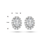 Oorknoppen met Zirkonia Halo van Gerhodineerd Zilver - Formaat 7x9mm