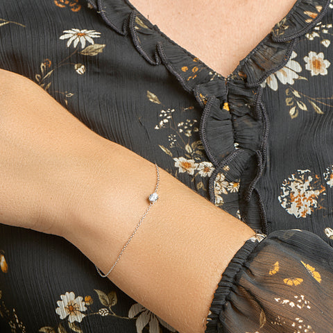 Armband Zirkonia 16,5 + 2,5 Cm Zilver Gerhodineerd