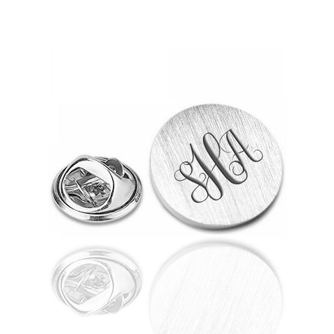 Revers Pin Mat Rond - 925/1000 Zilver - Monogram gravure