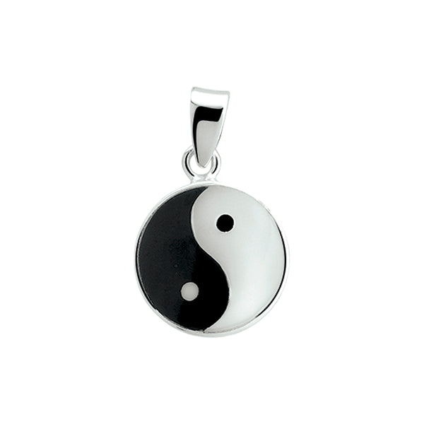 Hanger Yin Yang 14 mm Emaille en 925 Zilver