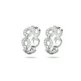 Gerhodineerd Zilveren Klapoorringen met een Schakelmotief gevuld met Zirkonia - Formaat 3.5x12mm