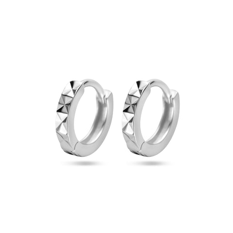 Klapoorringen van Gediamanteerd Gerhodineerd Zilver - Diameter 11.5mm Breedte 2.2mm