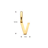 Letter  V- Hanger van 14 Karaat Geelgoud - 4 x 9.5 mm