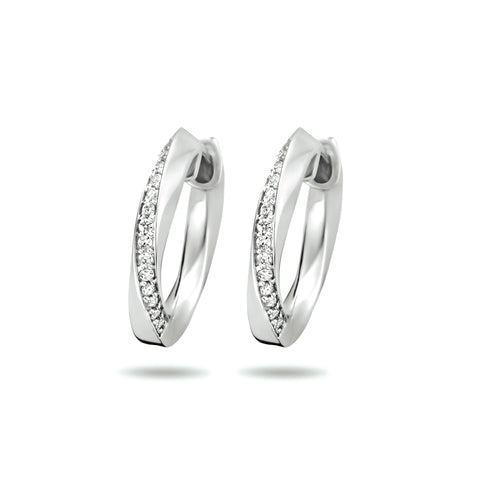 Klapoorringen van Gerhodineerd Zilver met Zirkonia - Formaat 2.5x16.5mm