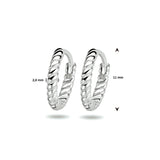 Klapoorringen Gedraaid Gerhodineerd Zilver - Diameter 11 mm