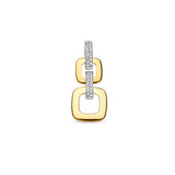 14 Karaat Bicolor - Geel- en Witgouden Hanger Twee Schakels met  Hanger Schakelmotief met Diamant 0.13ct - Formaat 12x29mm