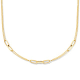 Damescollier van 14 Karaat Geelgoud, Combinatie Paperclip spitse buis 5.8mm en Anker schakel 1.6mm - Lengte 45cm