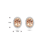 Oorknoppen Morganiet 1.20ct (2x 0.60ct) En Diamant 0.12ct H Si Halo Goud (Roségoud)