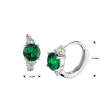 Klapoorringen van Gerhodineerd Zilver met Synthetische Smaragd 5mm - Diameter 11 mm