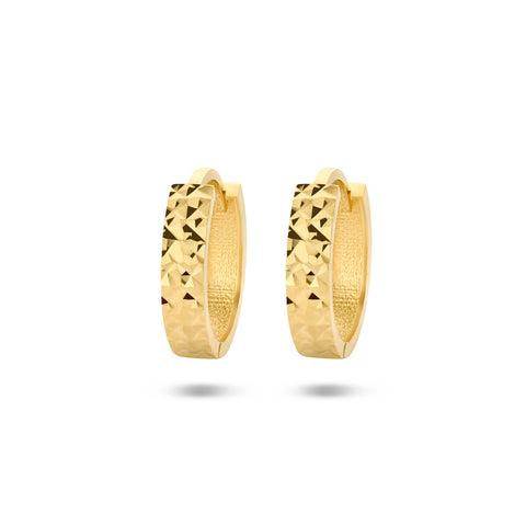 Klapoorringen van Gediamanteerd 14 Karaat Geelgoud - Diameter 12.5mm Breedte 3mm