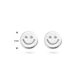 Ronde Oorknoppen Smiley van Gerhodineerd Zilver - Diameter 6 mm