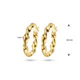 Oorringen 14 Karaat Geelgoud met Gedraaide Buis 3mm - Diameter 20.5mm