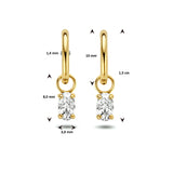 14 Karaat Geelgouden Klapoorringen met Zirkonia - Diameter 10mm Dikte 1.4mm