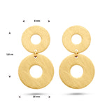 14 Karaat Geelgouden, Deels gematteerde Cirkelvormige Oorhangers - Formaat 10x18mm