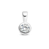 Hanger met Geboortesteen April | Synthetische Zirkonia met Gerhodineerd Zilver - Formaat 5.5 x 11 mm
