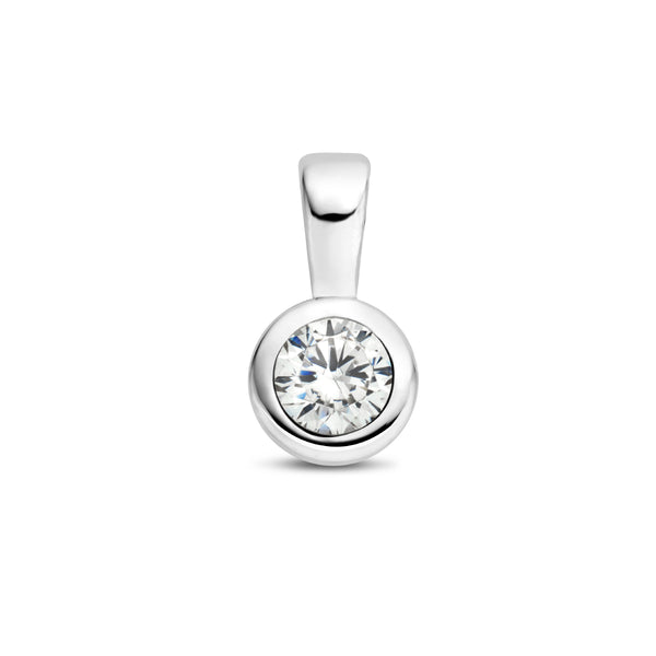 Hanger met Geboortesteen April | Synthetische Zirkonia met Gerhodineerd Zilver - Formaat 5.5 x 11 mm