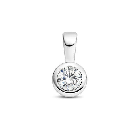 Hanger met Geboortesteen April | Synthetische Zirkonia met Gerhodineerd Zilver - Formaat 5.5 x 11 mm