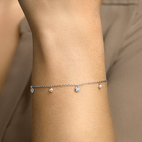 Armband Parel 16,5 + 2 Cm Zilver Gerhodineerd