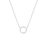 Damescollier van Gerhodineerd Zilver, Ankerschakel 1.3mm met Rondje - Lengte 41+5cm