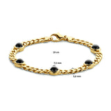 Damesarmband 5mm van 14 Karaat Geelgoud en Onyx 5.75ct - Lengte 19cm