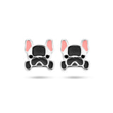 Gerhodineerd Zilveren kinderoorknoppen Hond met emaille - Formaat 6.8 x 10 mm