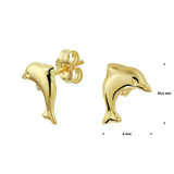 14 Karaat Geelgouden kinderoorknoppen Dolfijn - Formaat 6.5 x 8 mm