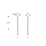 Gerhodineerd Zilveren Oorhangers met een Parel 2.5mm - Hoogte 55mm
