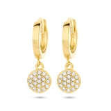 14 Kararaat Geelgouden Klapoorringen met Zirkonia hanger 10mm - Formaat 5.5x18mm