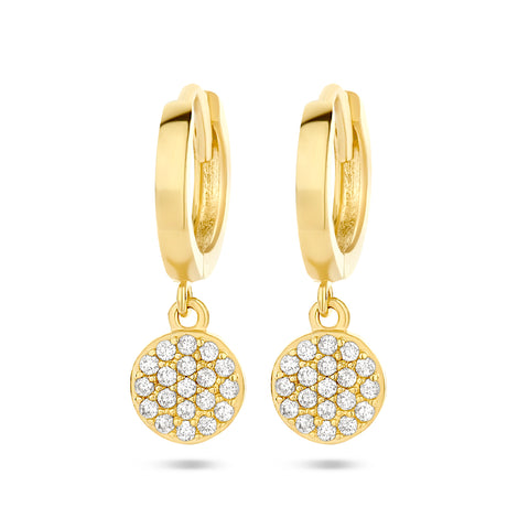 14 Kararaat Geelgouden Klapoorringen met Zirkonia hanger 10mm - Formaat 5.5x18mm