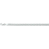 Zilveren collier lengte 45 cm - Gourmet 6 Zijdes Geslepen 4,0 mm - Zilver Wit