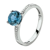 Ring London Blue Topaas 1.35ct En Diamant 0.05ct H Si Goud (Witgoud)