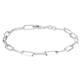 Damesarmband 4.3mm van Gerhodineerd Zilver, Paperclipschakel spitse buis - Lengte 17cm