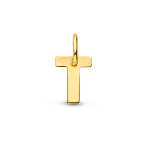 Letter T - Hanger van 14 Karaat Geelgoud - 4.5 x 6 mm