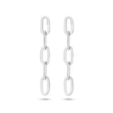 Oorhangers van Gerhodineerd Zilver Schakelmotief Paperclip Platte Buis - Hoogte 22mm