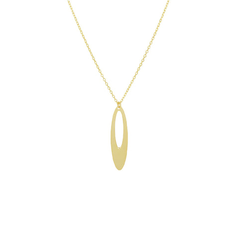 Damescollier van 14 Karaat Geelgoud, Ankerschakel 1.2mm met Ovaalvormige hanger - Lengte 41+3cm