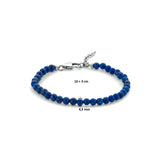 Dameskralenarmband van Lapis 4.5mm en Gerhodineerd Zilver - Lengte 16+3cm